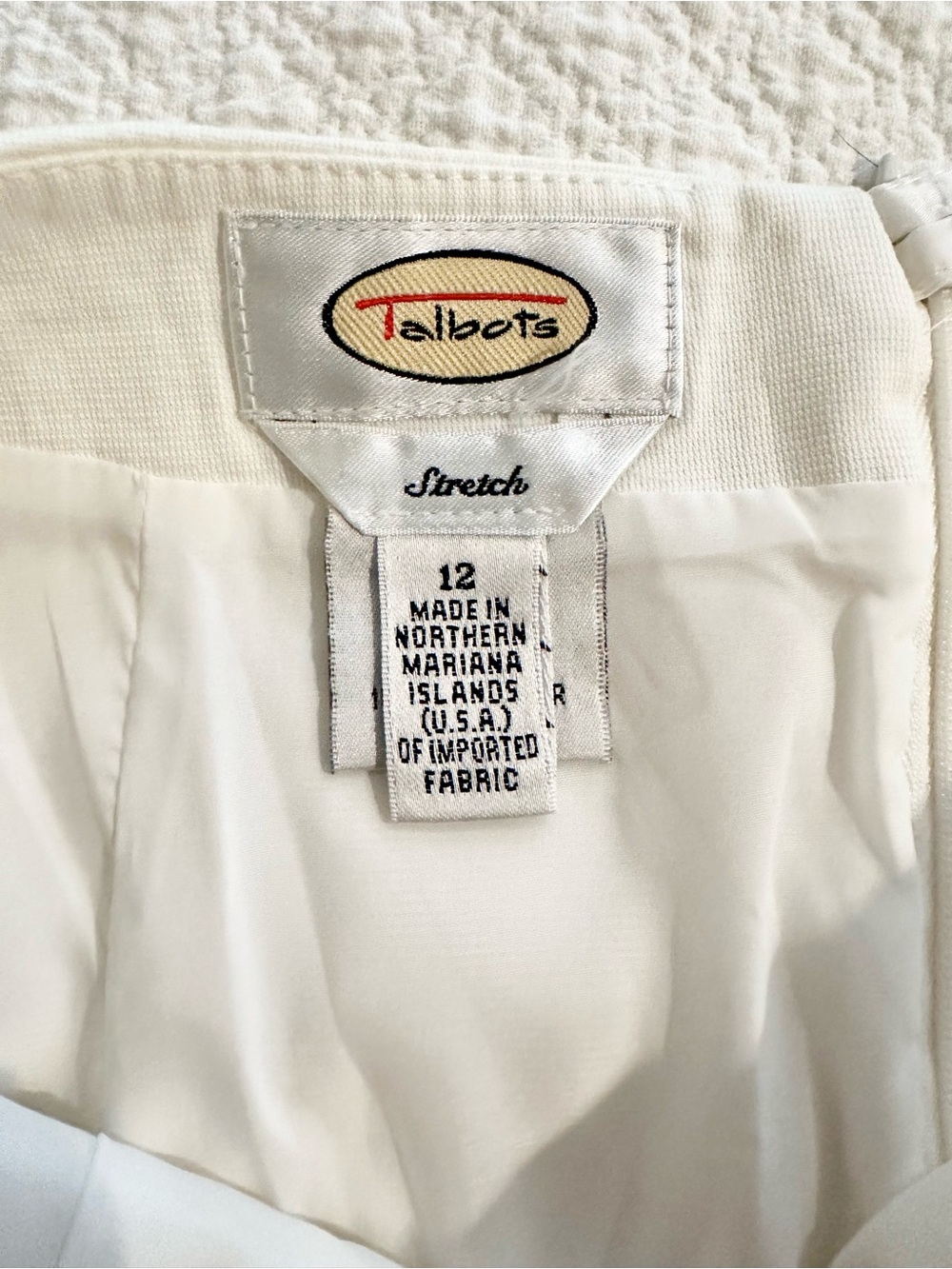 Talbots Cream Stretch Waist Skirt